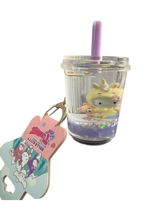 Hello Kitty Accessories - New Hello Kitty Boba Tea Keychain Floating Water, Drink Cup
